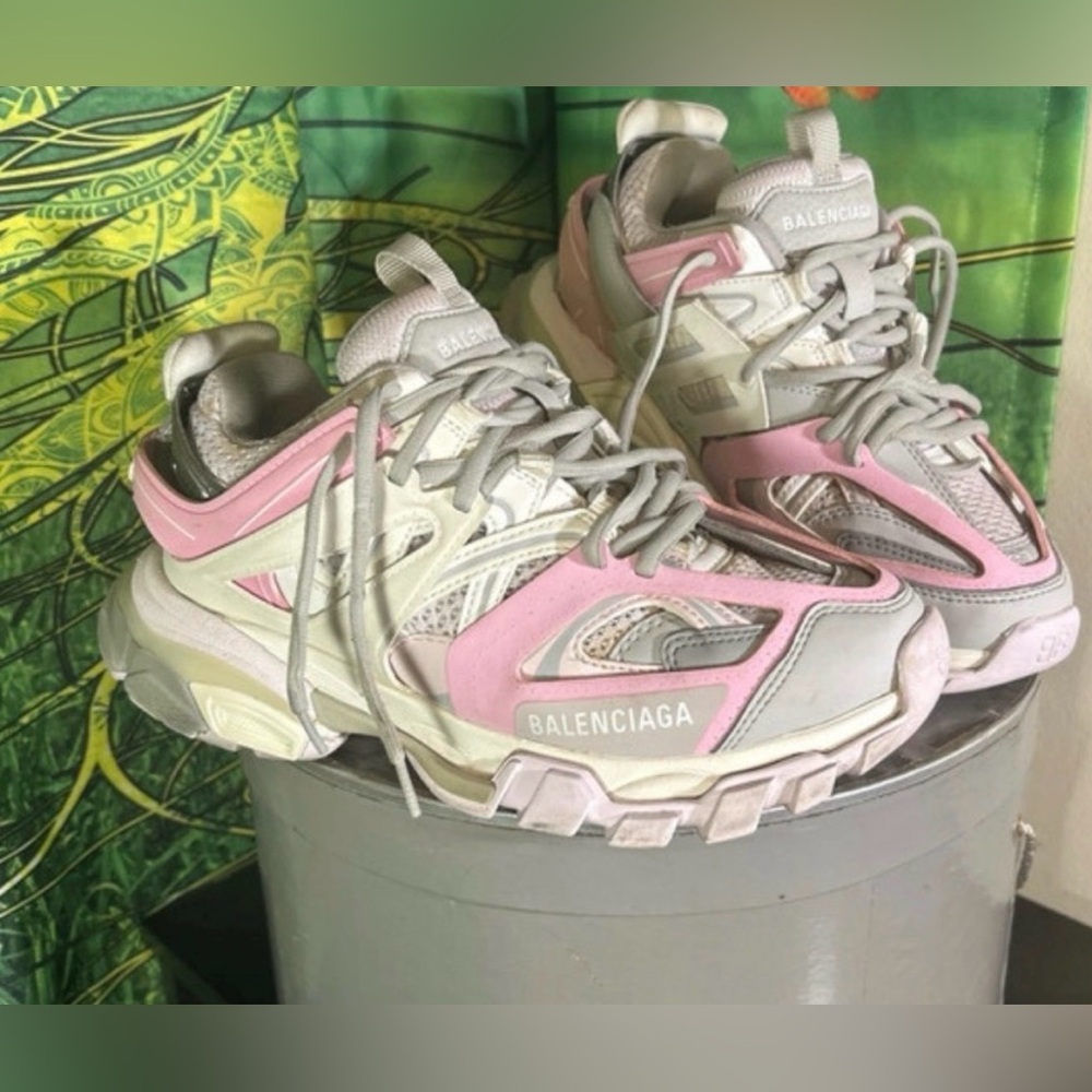 Balenciaga Authentic LED Track Sneakers in Gray and Pink with COA No Box-ON SALE - Picture 2 of 16